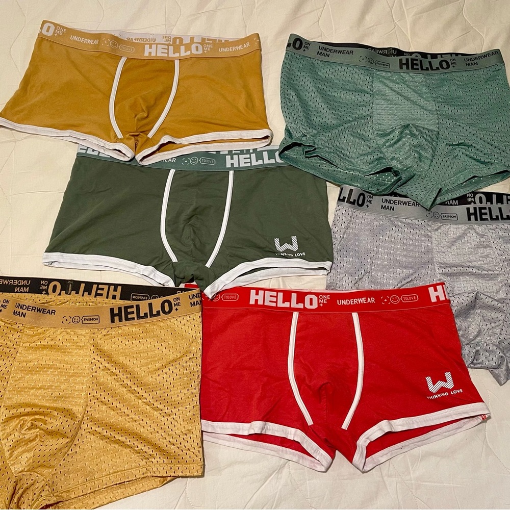 Hello Men's Boxer Briefs Large - Green, Yellow, Gray